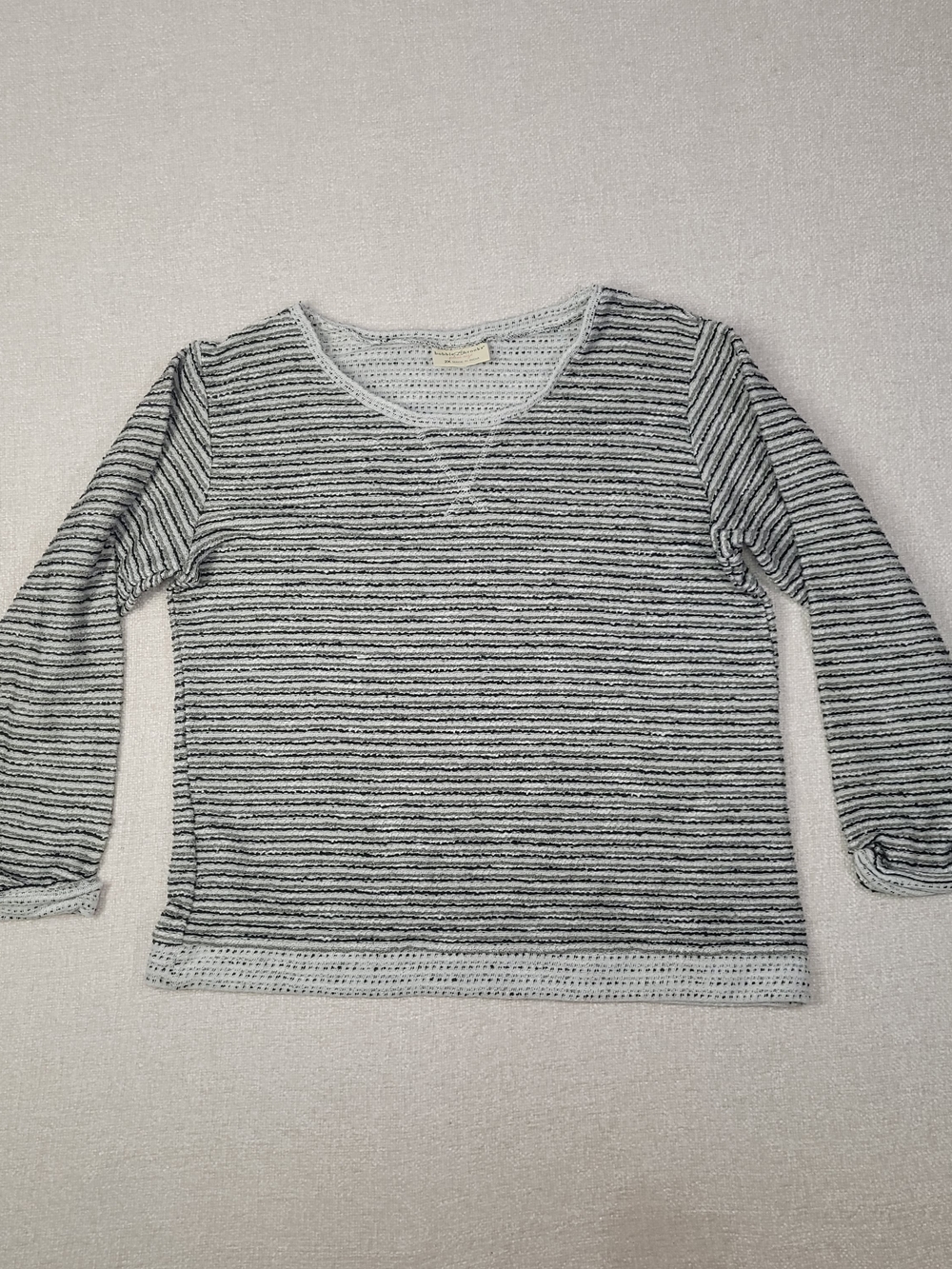 Bobbie Brooks White & Black Striped Scoop Neck Knit Top